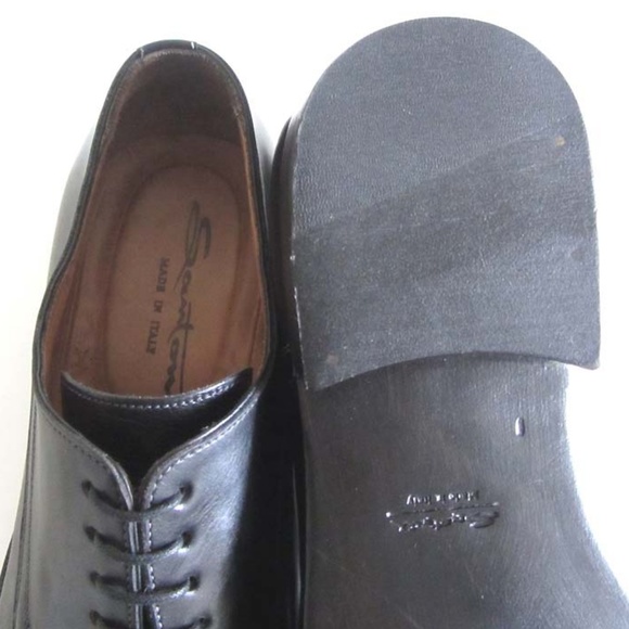 SANTONI Breden black moc toe derby shoes 9 oxfords main image 4
